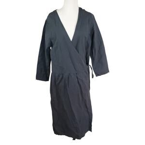 Vikolino Gray Linen Wrap Dress Long Sleeve Oversized V-neck Lagenlook Sz S/M NWT